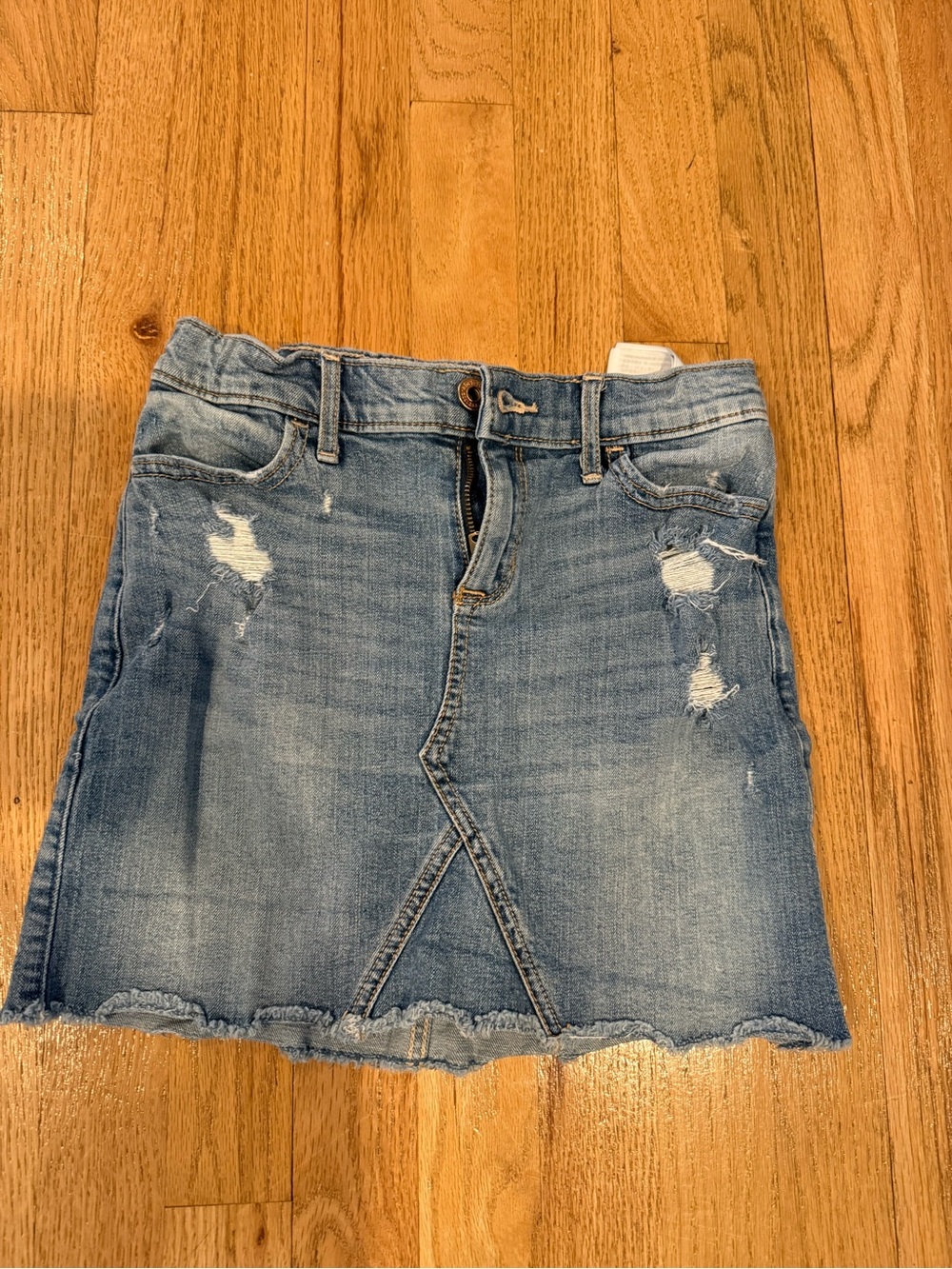 Abercrombie Denim Distressed A-Line Skirt - Blue